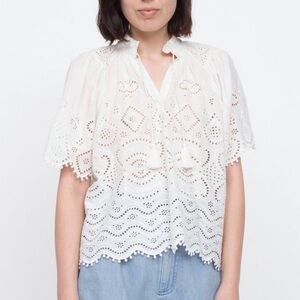 Sea New York White Eyelet Blouse